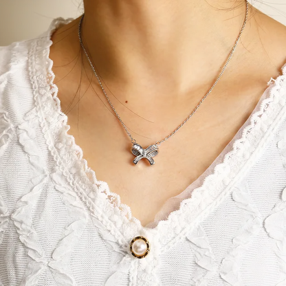Bowknot Pendant Necklace (Silver) - Oraish Store