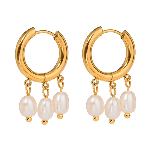 Pearl Hoop Huggie Earrings