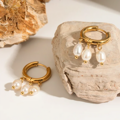Pearl Huggie Hoops - Oraish Store