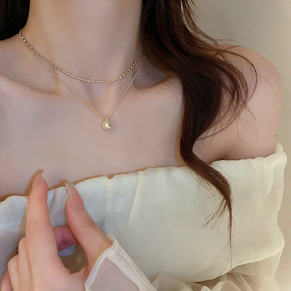 Double Chain Pearl Pendant - Oraish Store