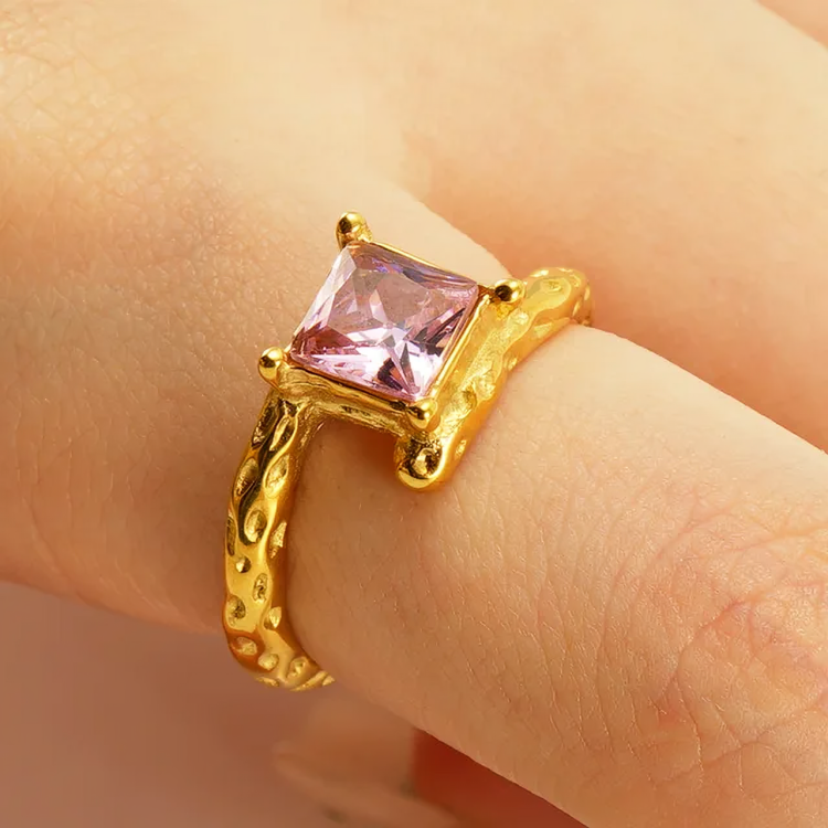 Retro Pink Crystal Ring