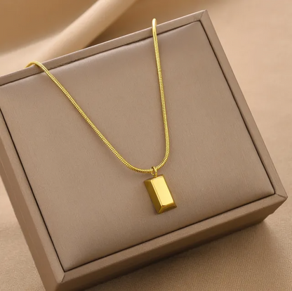 Gold Bar Shaped Pendant Necklace - Oraish Store