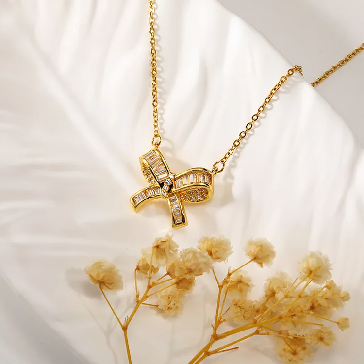 Bowknot pendant necklace(Golden)