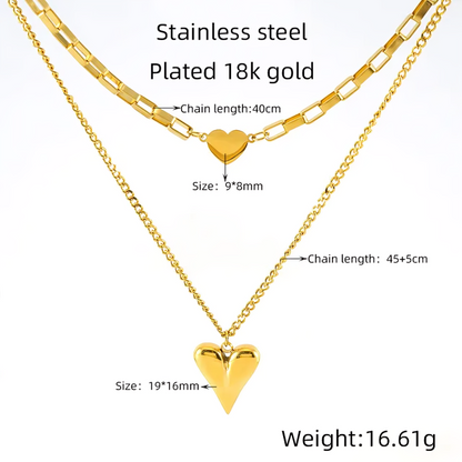 Double Chain Heart Pendant - Oraish Store