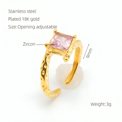 Retro Pink Crystal Ring - Oraish Store