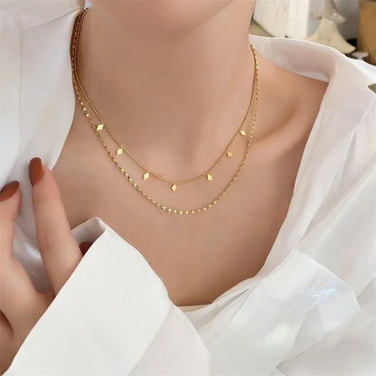 Rhombus Sequin Double layer chain - Oraish Store