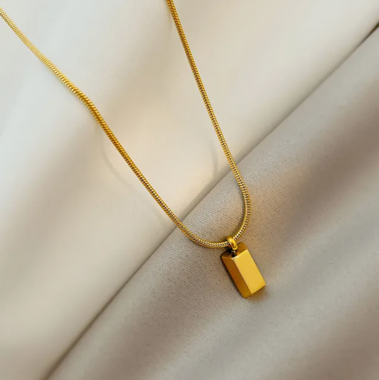 Gold Bar Shaped Pendant Necklace - Oraish Store
