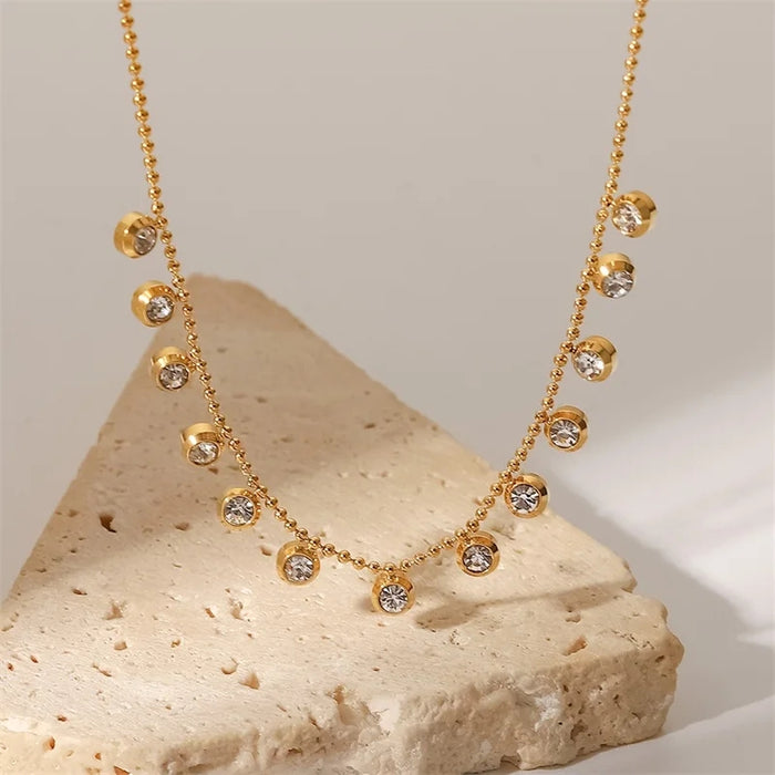 Tassel Round Zircon Necklace - Oraish Store