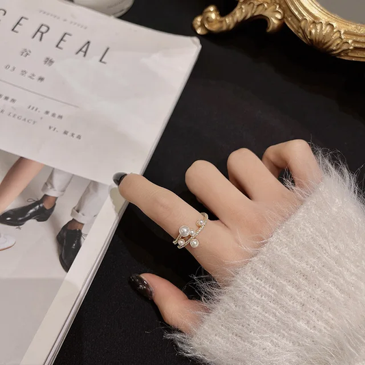 Simple Pearl Zirconia Ring - Oraish Store