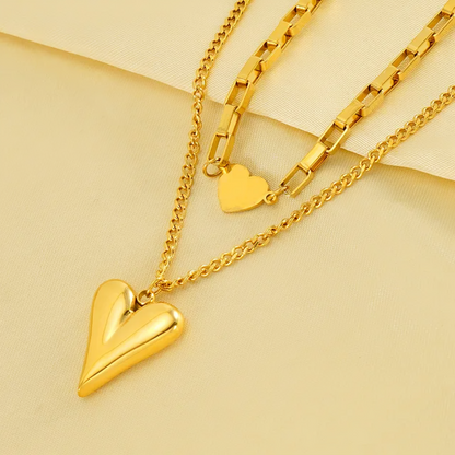 Double Chain Heart Pendant - Oraish Store