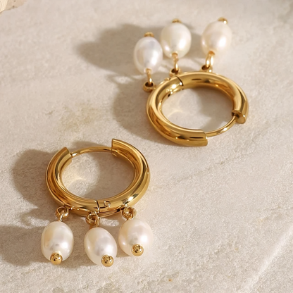 Pearl Huggie Hoops - Oraish Store