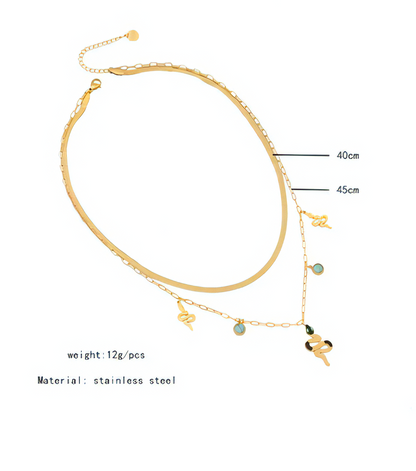 Punk Snake Double Chain Necklace - Oraish Store