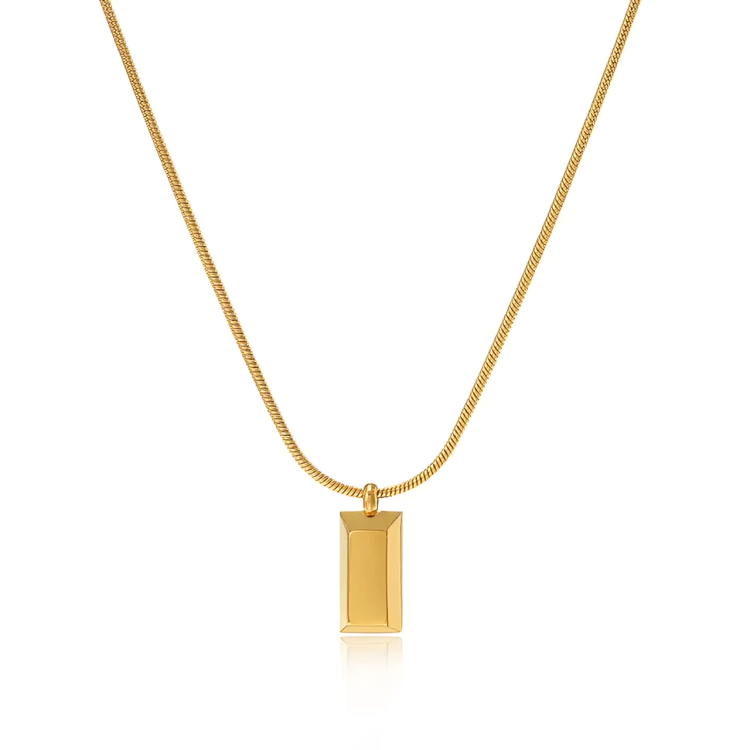 Gold Bar Shaped Pendant Necklace