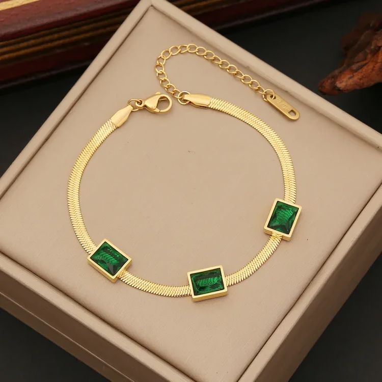 Emerald Snake Chain Bracelet