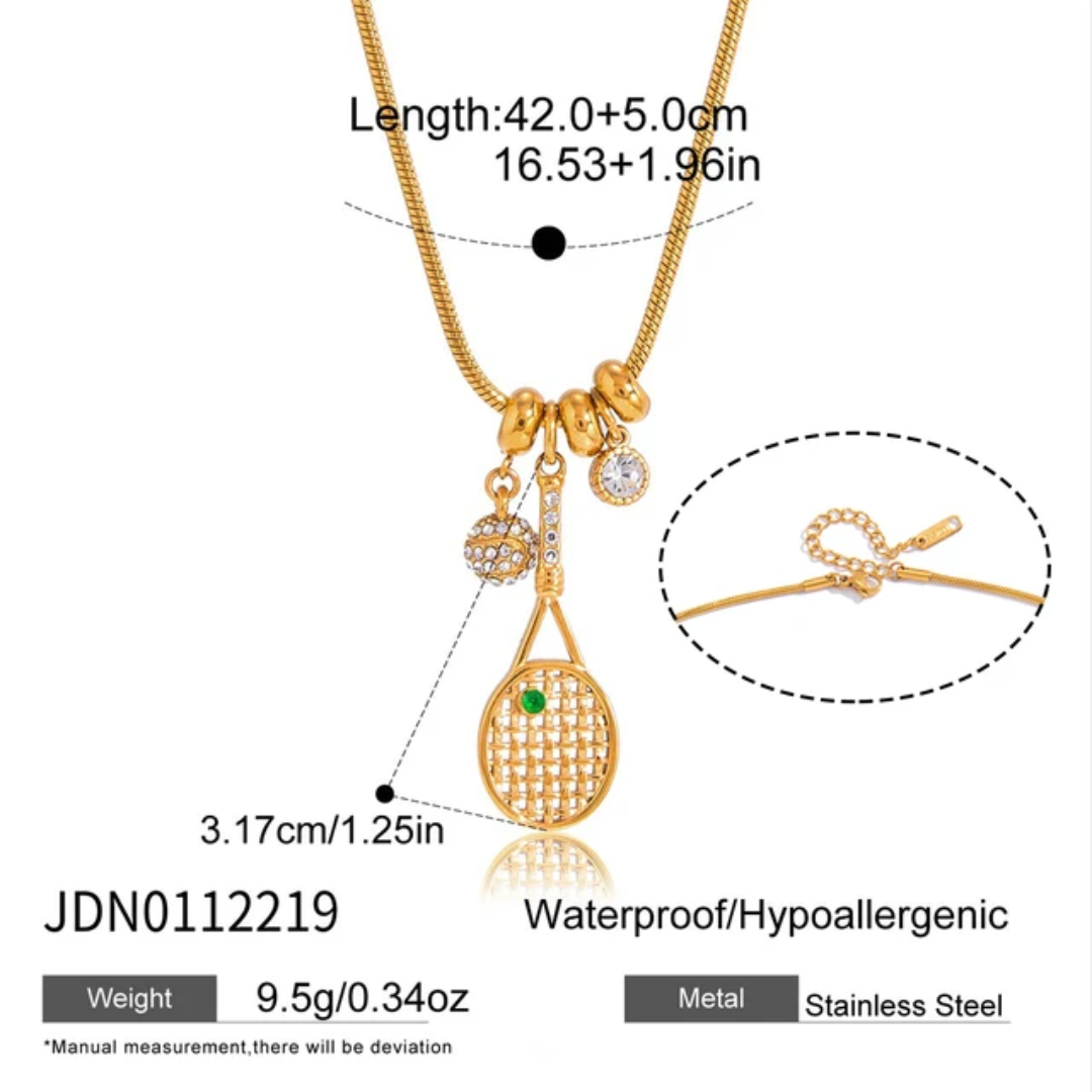 Tennis Racket Pendant Necklace