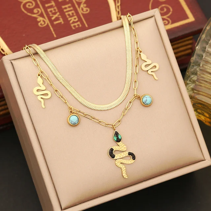 Punk Snake Double Chain Necklace - Oraish Store