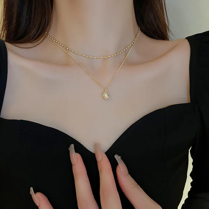 Double Chain Pearl Pendant - Oraish Store