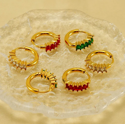 Retro Colored Zircon Hoop Earings - Oraish Store