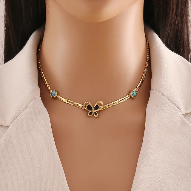 Bling Butterfly Clavicle Chain Necklace