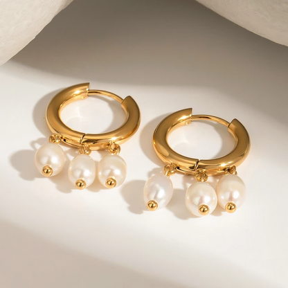 Pearl Huggie Hoops - Oraish Store