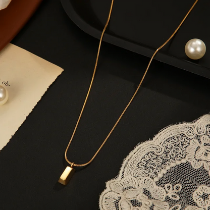 Gold Bar Shaped Pendant Necklace - Oraish Store