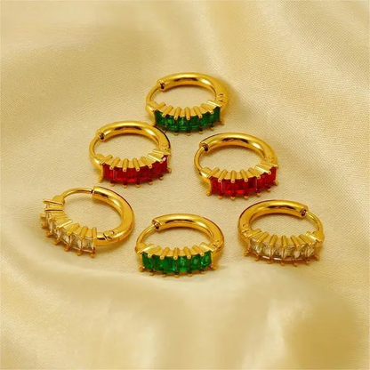 Retro Colored Zircon Hoop Earings - Oraish Store