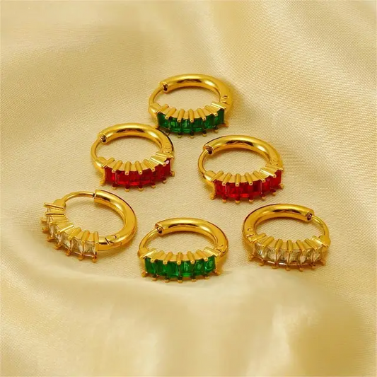 Retro Colored Zircon Hoop Earings