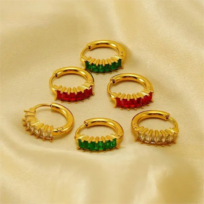 Retro Colored Zircon Hoop Earings - Oraish Store