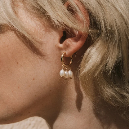 Pearl Huggie Hoops - Oraish Store