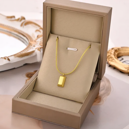 Gold Bar Shaped Pendant Necklace - Oraish Store