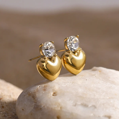Zircon Heart Studs