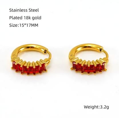 Retro Colored Zircon Hoop Earings - Oraish Store