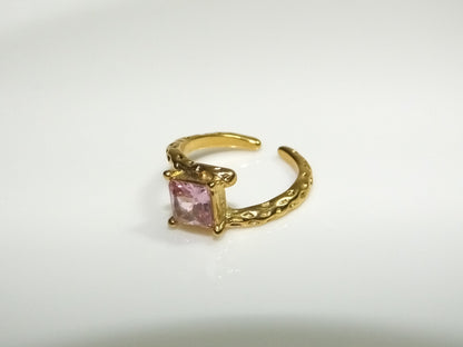 Retro Pink Crystal Ring - Oraish Store