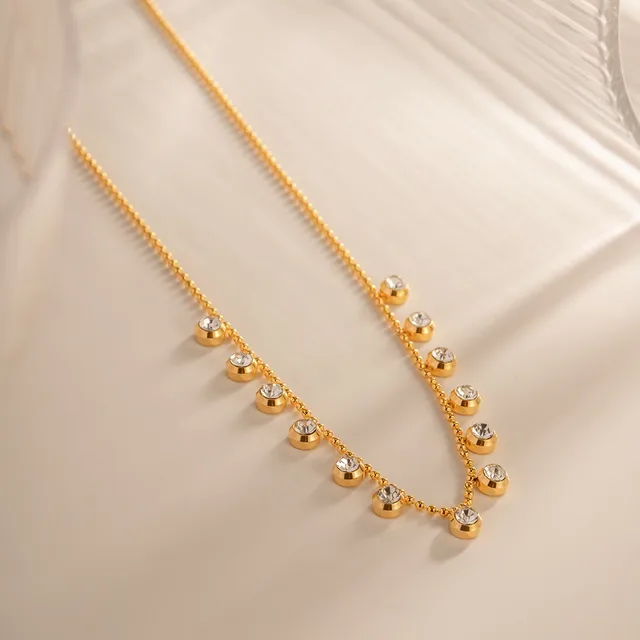 Tassel Round Zircon Necklace