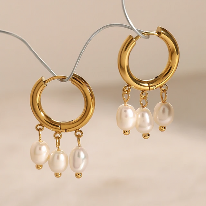 Pearl Huggie Hoops - Oraish Store